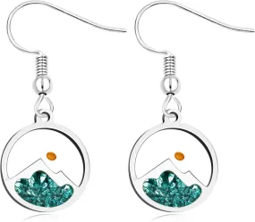 | Mustard Seed Earrings for Women | Stainless Steel Round Drop Earrings | Stainless Steel Christian Earrings for Women | Mountain Pendant Design | Religious Jewelry for Women | YA4997