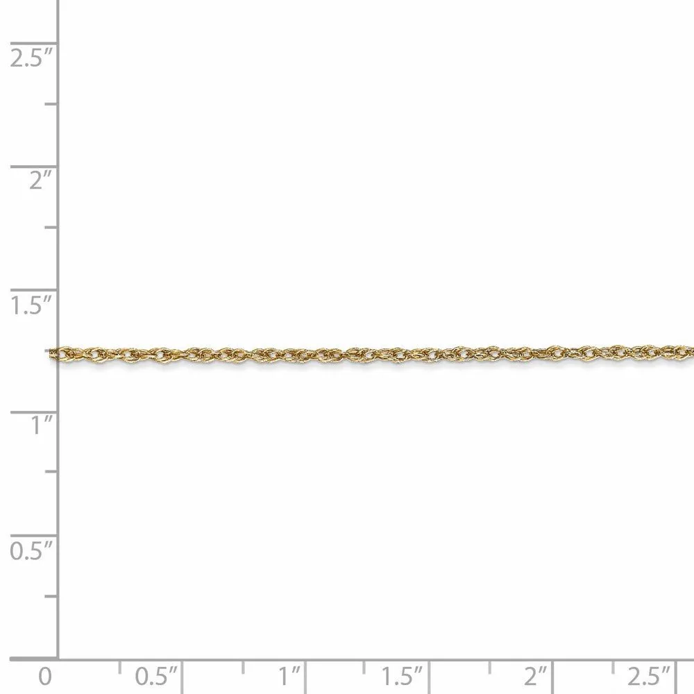 1.3mm 18k Yellow Gold Baby Rope Chain Necklace