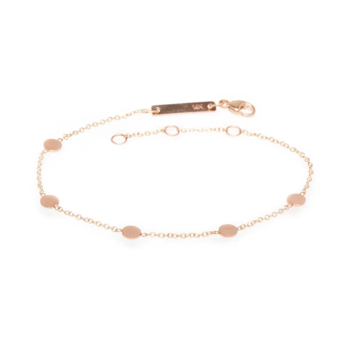 14k 5 Itty Bitty Gold Disc Station Bracelet