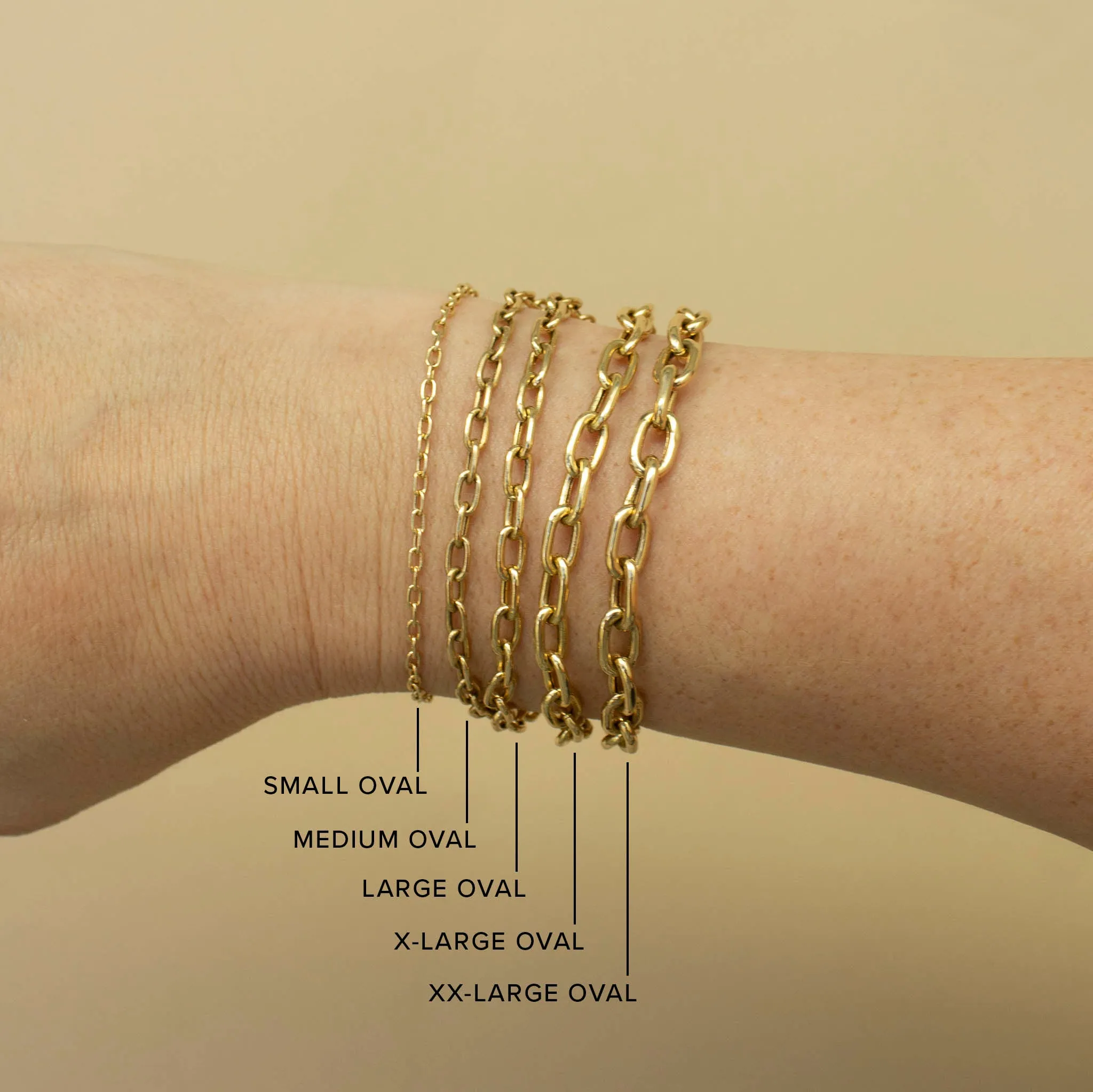 14k Gold Extra Large Square Oval Link Bracelet with Swivel Clasp