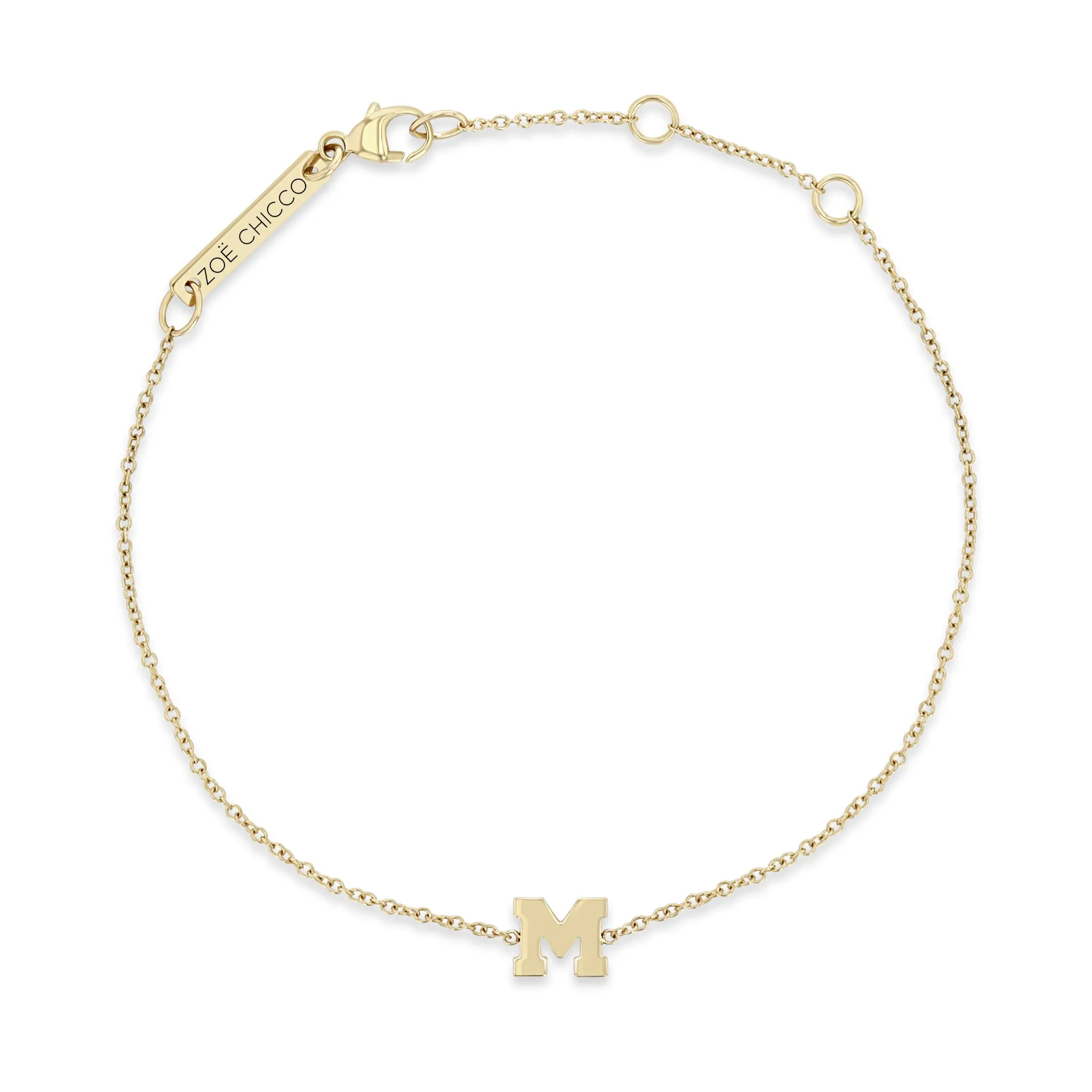 14k Gold Initial Letter Bracelet