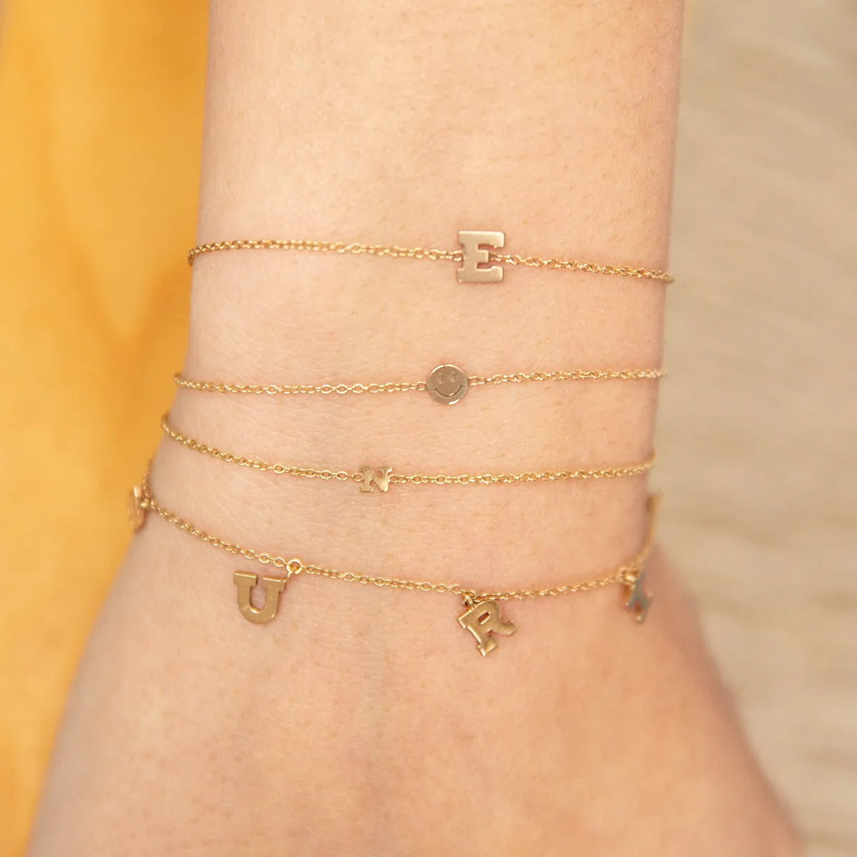 14k Gold Initial Letter Bracelet