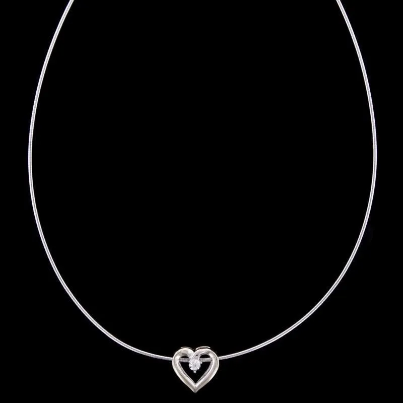 14K Two-Tone Gold Estate Diamond Heart Pendant