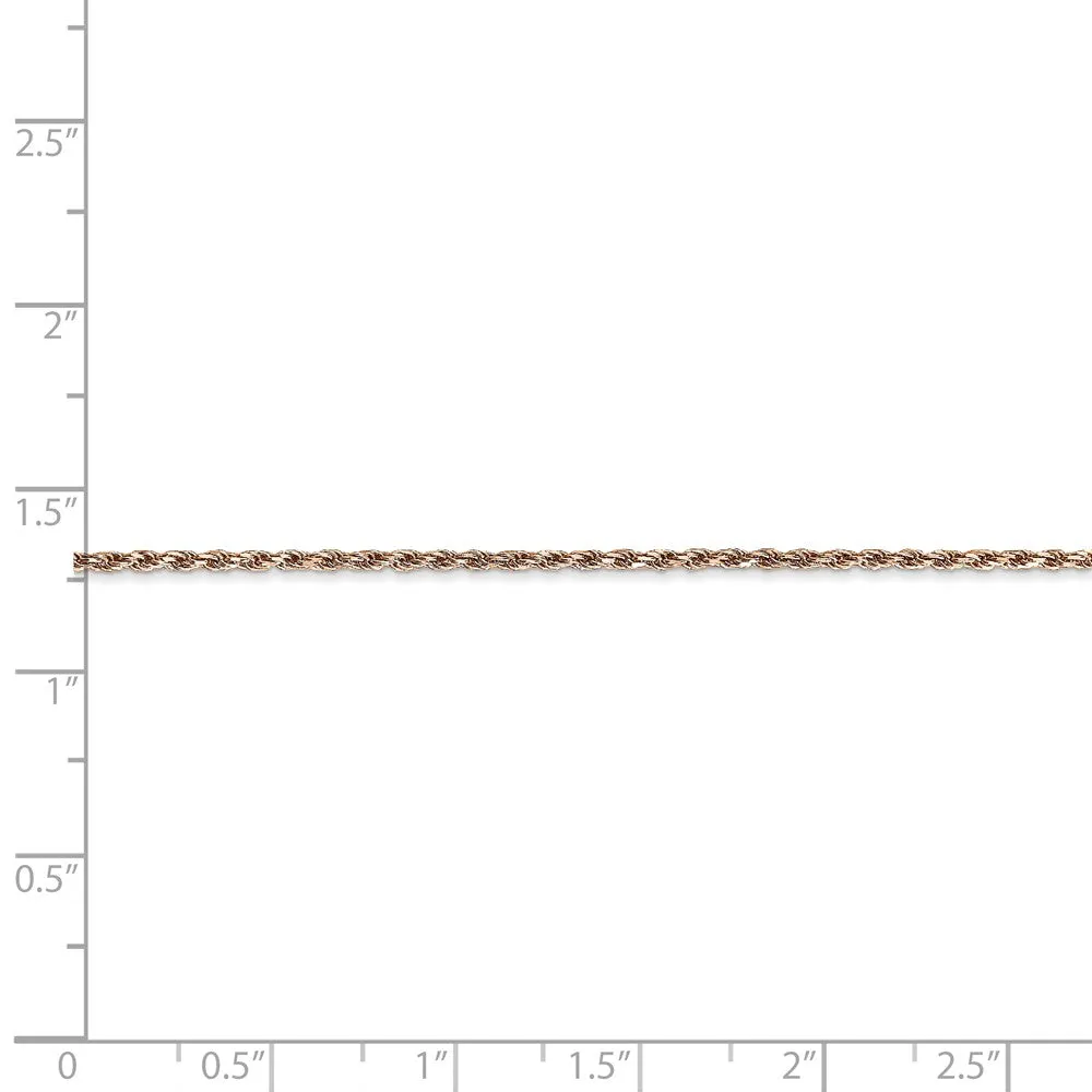 1.5mm, 14k Rose Gold, Diamond Cut Solid Rope Chain Anklet or Bracelet