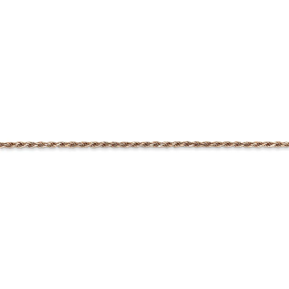 1.5mm, 14k Rose Gold, Diamond Cut Solid Rope Chain Anklet or Bracelet