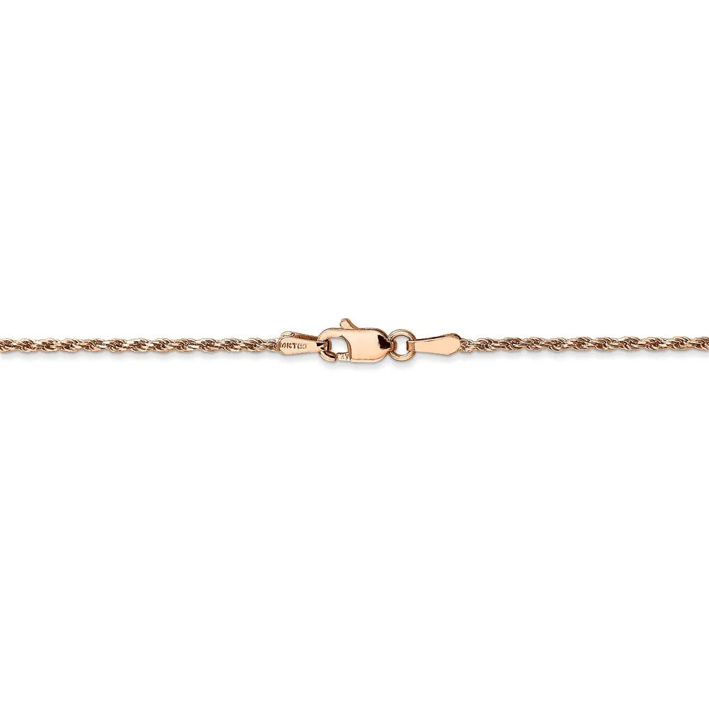 1.5mm, 14k Rose Gold, Diamond Cut Solid Rope Chain Anklet or Bracelet