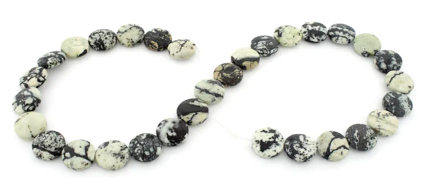 15mm Plain Disc White Turquoise Jasper Gem Stone Beads
