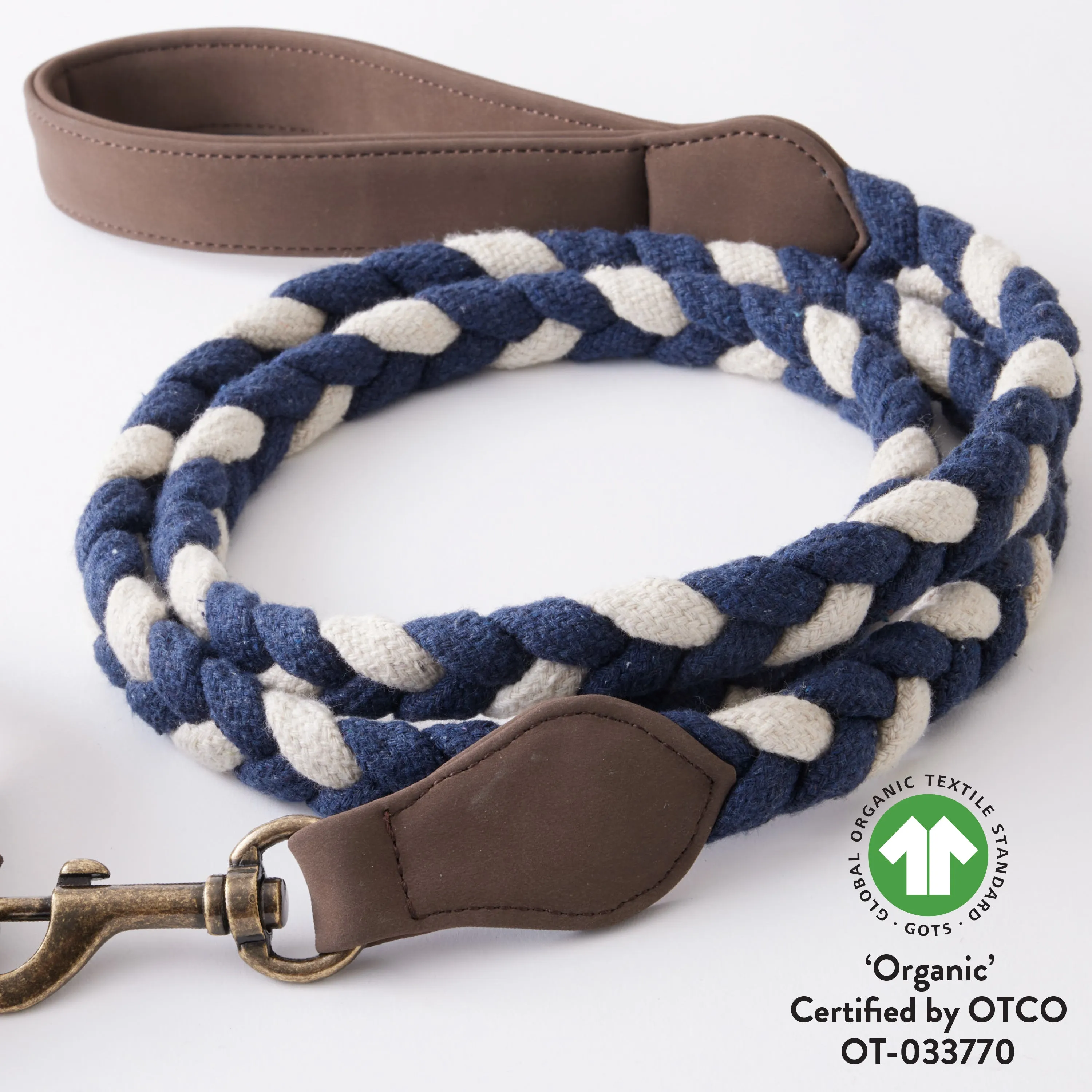 2-Piece Vegan Suede Collar & Braided Cotton Rope Leash Set