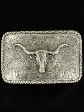 37524 Longhorn Silver Belt Buckle