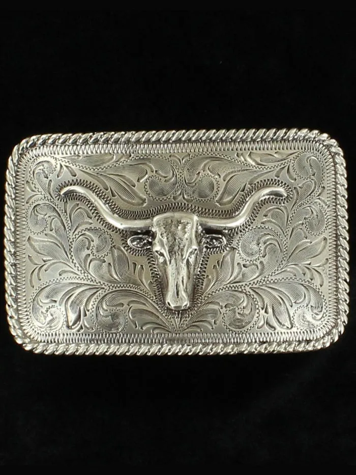 37524 Longhorn Silver Belt Buckle