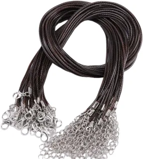 45cm Braided Adjustable Leather Rope Wax Cord Handmade Necklace Pendant Lobster Clasp String Cord Jewelry Chains