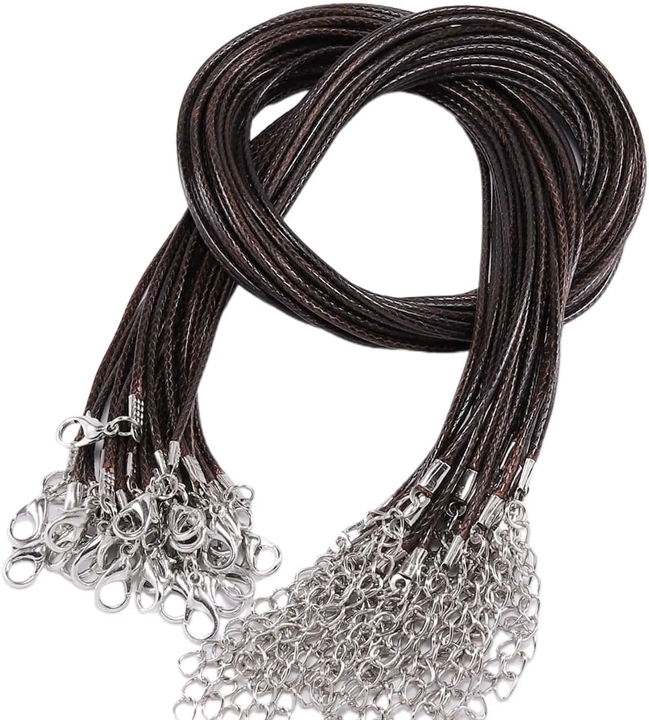 45cm Braided Adjustable Leather Rope Wax Cord Handmade Necklace Pendant Lobster Clasp String Cord Jewelry Chains