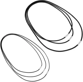 6Pcs Braided Necklace Cords for Men with Snap Clasp, 1.5/3mm Black Waterproof Woven Wax Rope Chain for Pendant Women