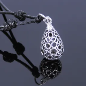 925 Sterling Silver Celtic Water Drop Pendant Handmade Adjustable Wax Rope Necklace Men Women DiyNotion NK010