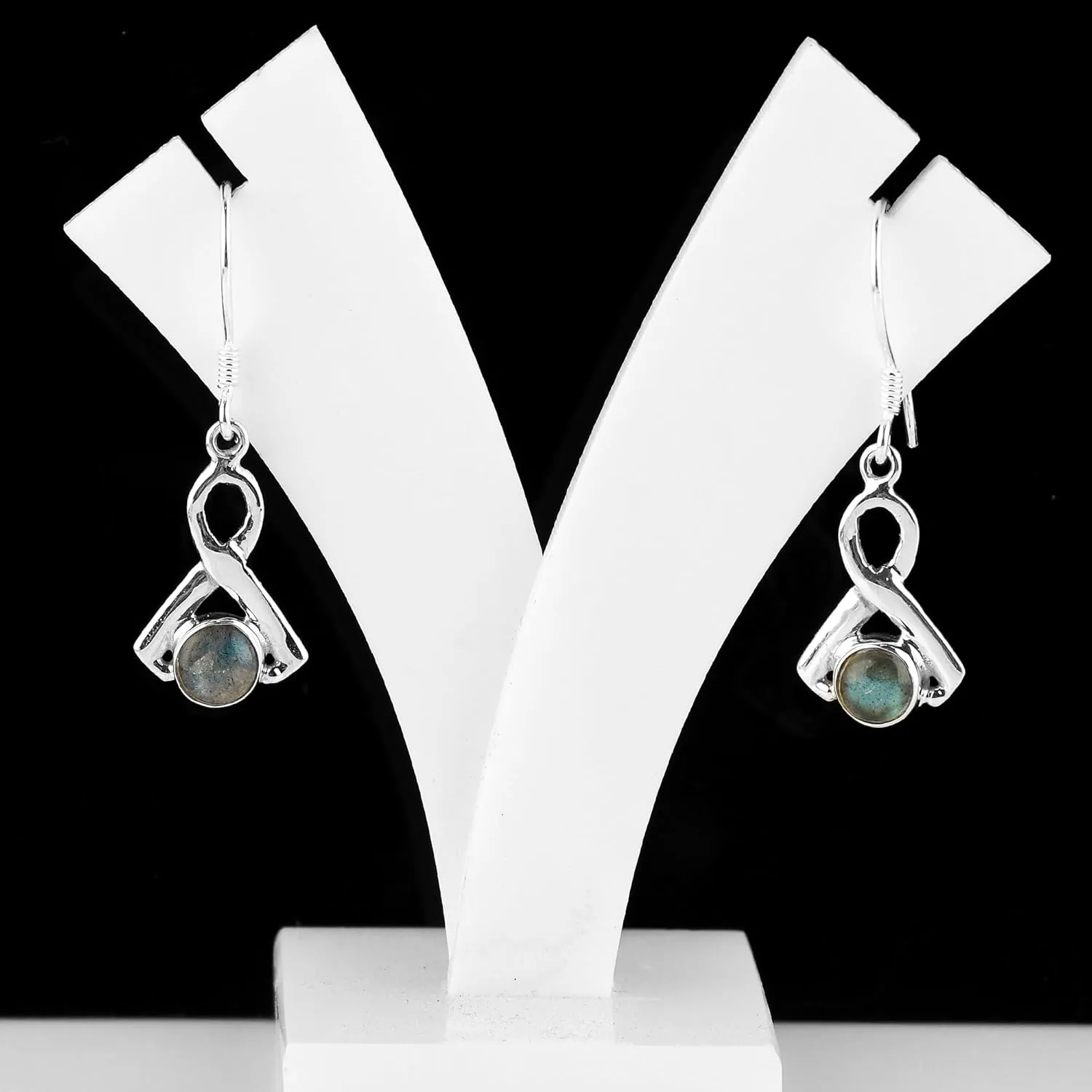 925 Sterling Silver Earrings for Women, Multi Flash Labradorite Dangle Earring, Natural Gemstones and Crystals Cabochon, Healing Stones, Handmade Jewelry, Minimalist, Birthday, Gifts for Her