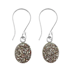 925 Sterling Silver Earrings, Natural Quartz Gemstones Earrings, Druzy Stones, Healing Crystals, Handmade, Filigree, Birthstones, Gifts for Women, (Grey Coated)