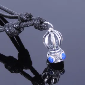 925 Sterling Silver Hand-painted Crown Pendant Handmade Adjustable Wax Rope Necklace Men Women DiyNotion NK006