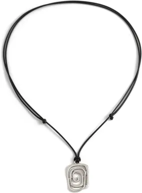 Adjustable Leather Rope Necklace with Swirls Pendant Supplies for Trendy Men and Women Versatile Fashion Accessory