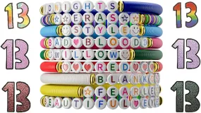 Ava Riley Friendship Bracelets, 13 Tattoo Colorful Birthday Gift Bracelet Stackable Colorful Initial Charms, 26 Letters 9PCS Songs Album Jewelry Stuff