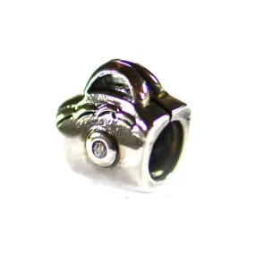 Bag silver beads with white CZ
