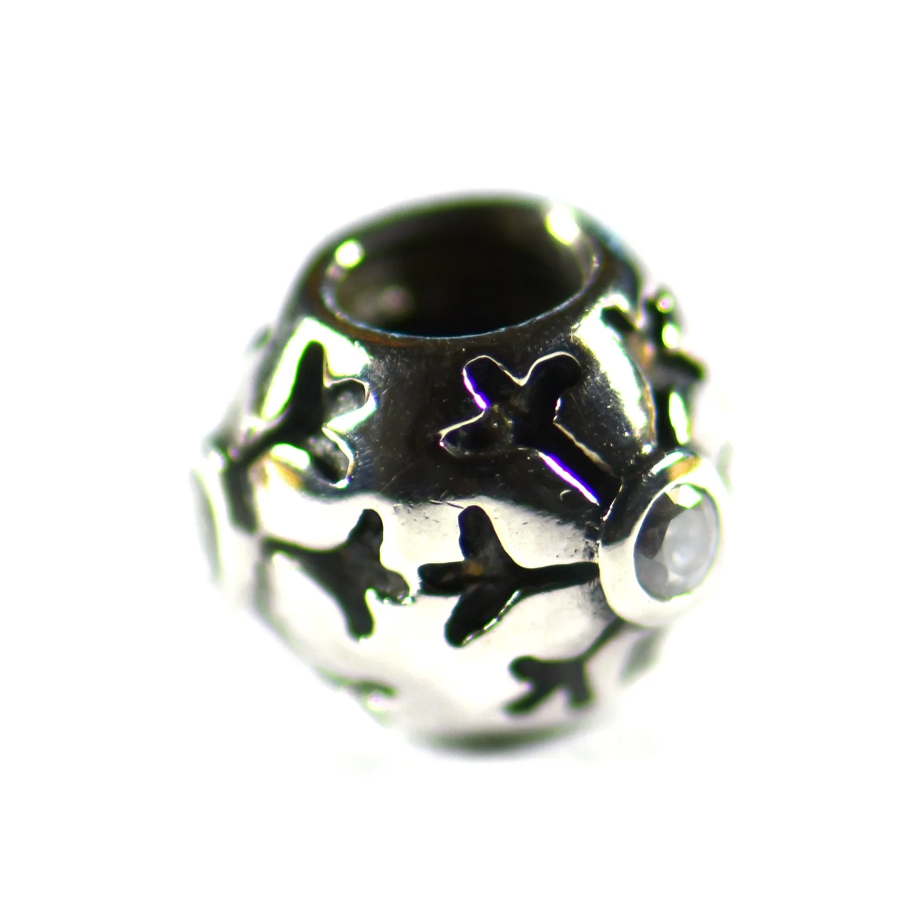 Ball silver beads with 3mm CZ