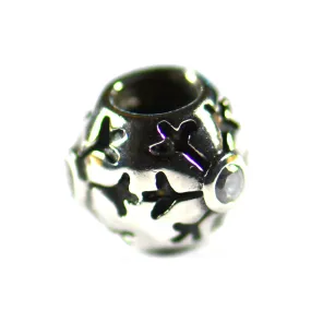Ball silver beads with 3mm CZ