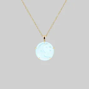 BLUE MOON. Crystal Moon & Stars Necklace - Gold