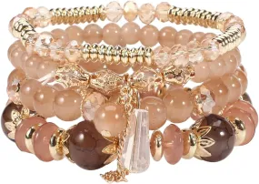 Bohemian Bracelet for Women,Stackable Stretch Beaded Bracelets,Multilayer Hippie Boho Bracelets Charms Gift for Women Friend and Girls