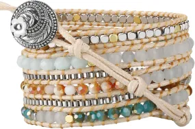 Boho 5 Wrap Bead Bracelet for Men Women - Handmade Adjustable Natural Chakras Stone Crystal Beaded Bracelets Cuff Rope Yoga Healing Bracelet Bangle Hippie Jewelry