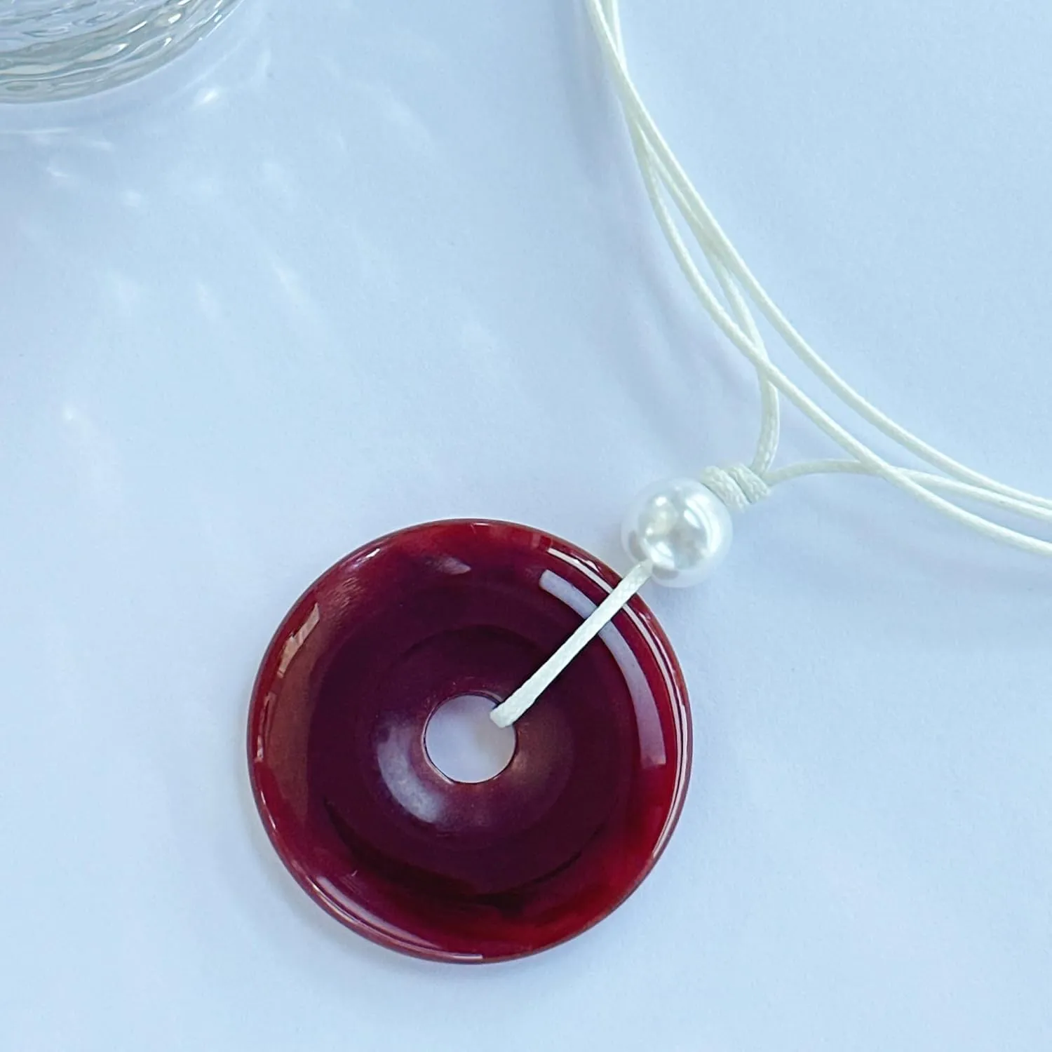 Boho Chic Gem Choker Necklace, Multi-way Healing Crystal Necklace, Adjustable, Natural Stone Donut Necklace, Unique Rope Choker Necklaces for Women (red agate)