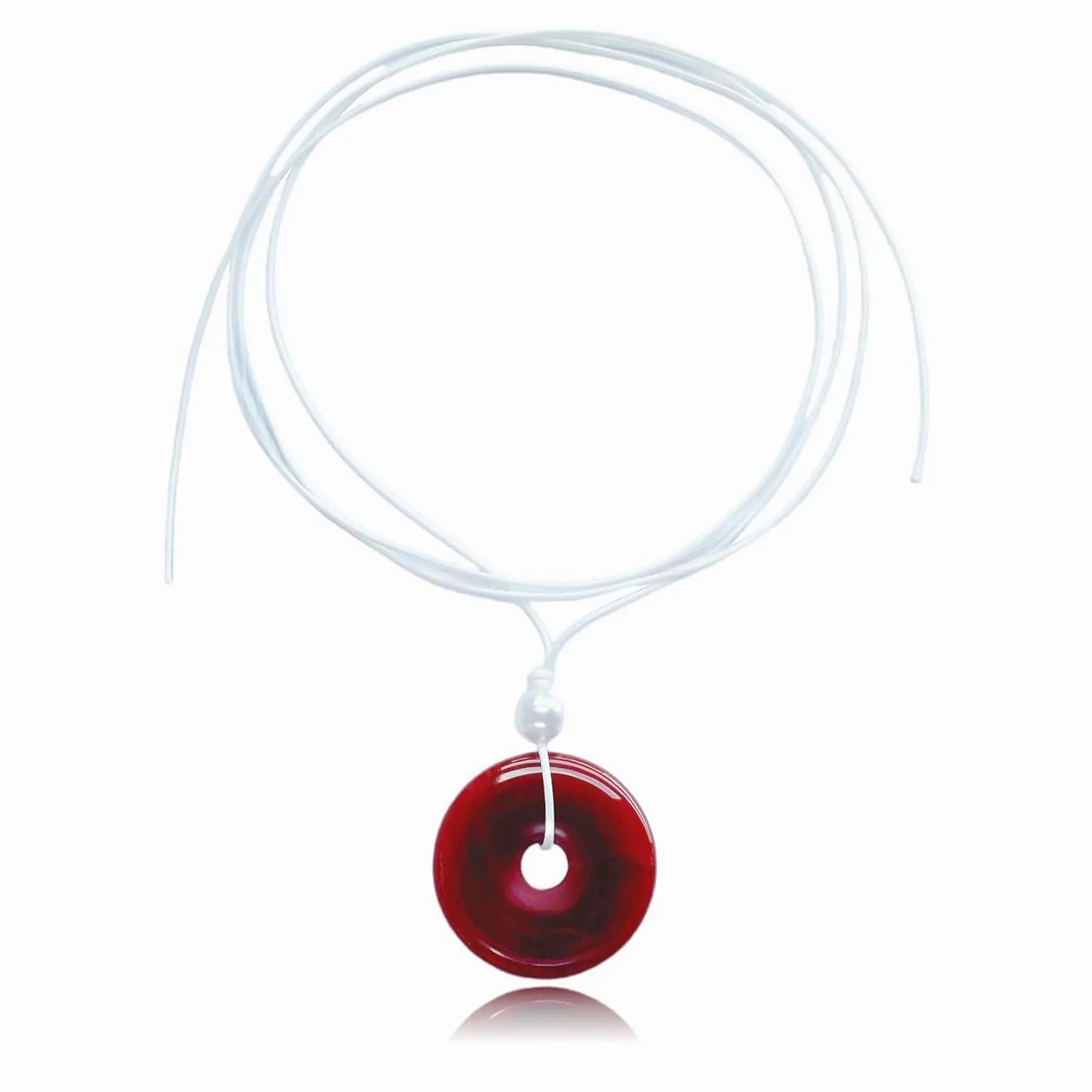 Boho Chic Gem Choker Necklace, Multi-way Healing Crystal Necklace, Adjustable, Natural Stone Donut Necklace, Unique Rope Choker Necklaces for Women (red agate)