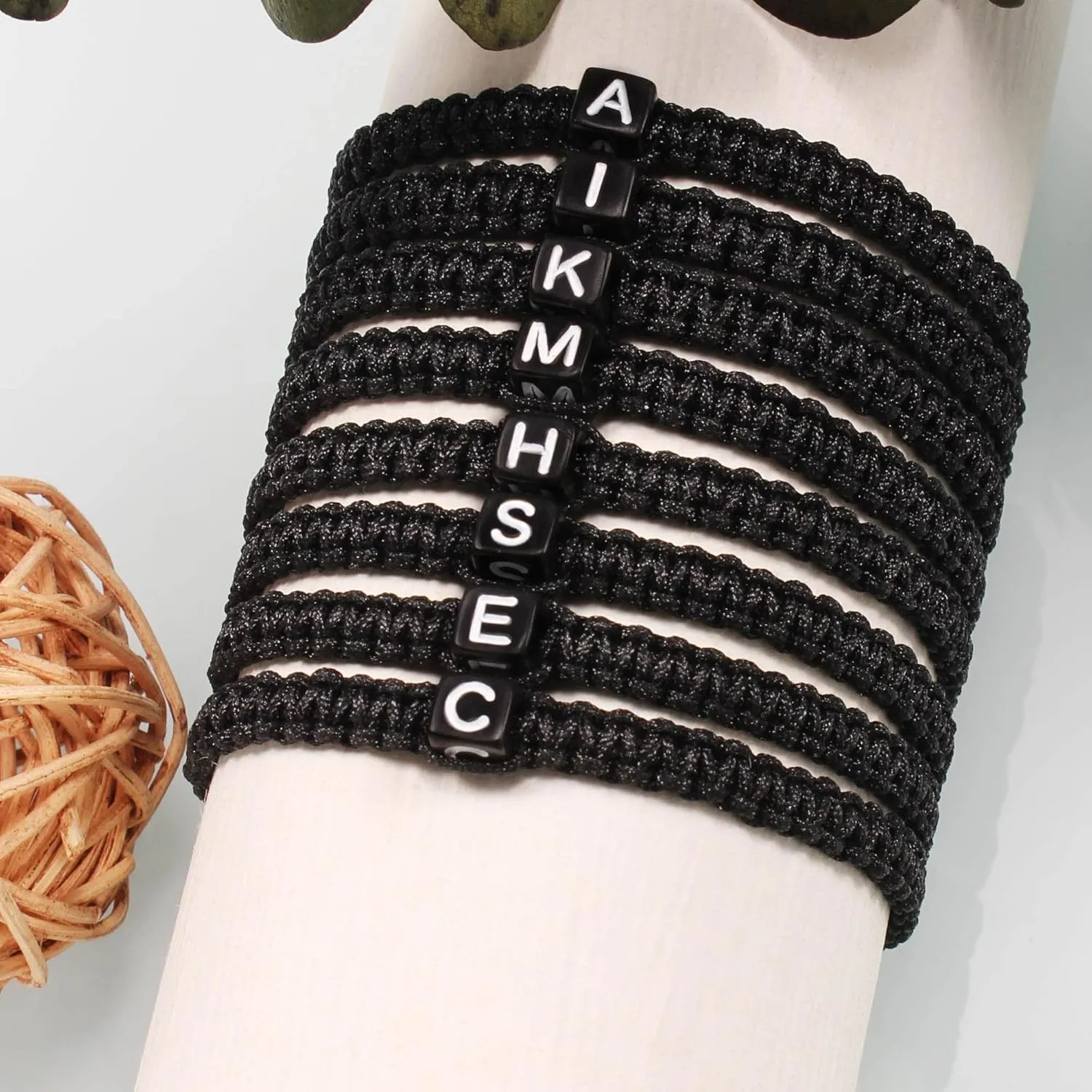 Btysun Initial Bracelets for Women Teen Girls Woven Rope Braided Mother's Day Birthday Gifts for Mom Graduation Gifts for Her Girlfriend Wife Adjustable 26 Capital Letter A-Z Charm Jewelry