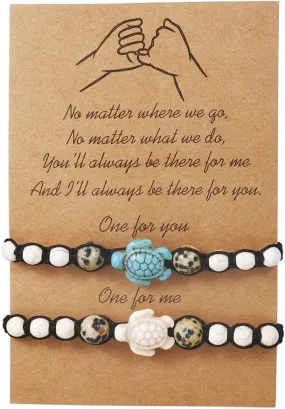 Caiyao 8mm Turquoise Sea Turtles Beads Bracelet Elastic Stretch Bracelet for Women Men