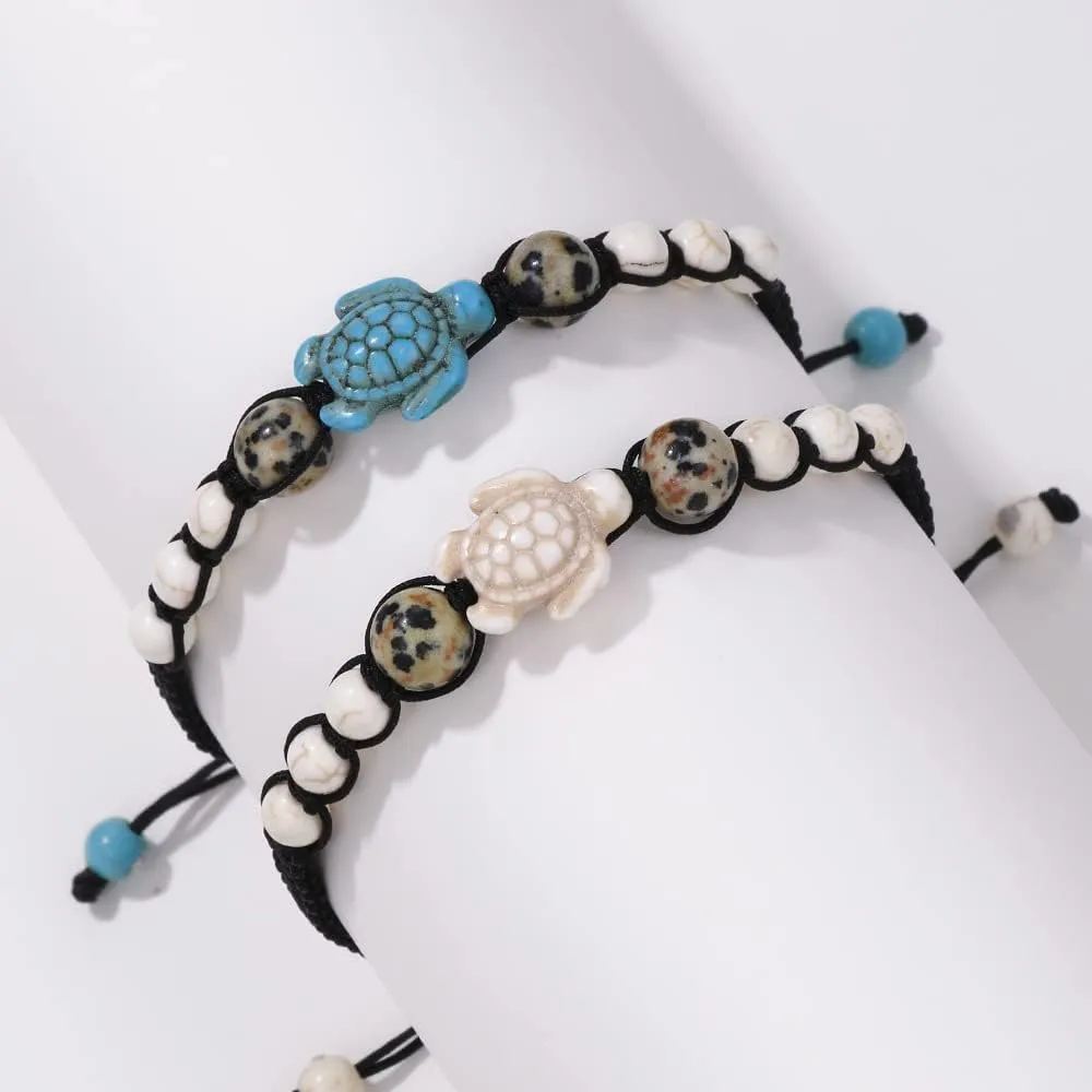 Caiyao 8mm Turquoise Sea Turtles Beads Bracelet Elastic Stretch Bracelet for Women Men