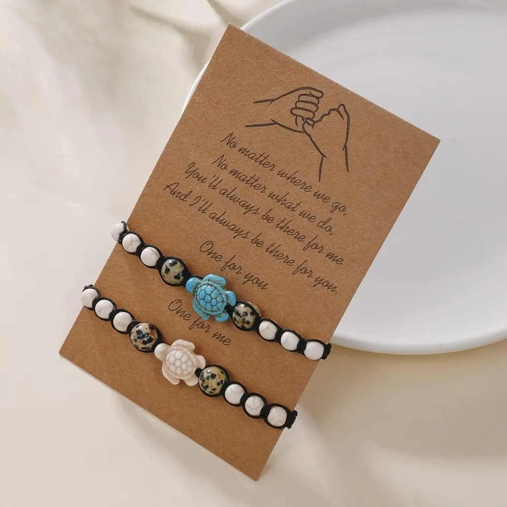 Caiyao 8mm Turquoise Sea Turtles Beads Bracelet Elastic Stretch Bracelet for Women Men