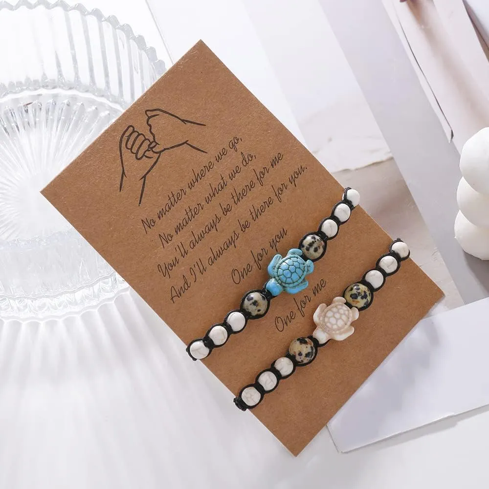 Caiyao 8mm Turquoise Sea Turtles Beads Bracelet Elastic Stretch Bracelet for Women Men