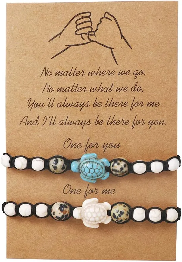 Caiyao 8mm Turquoise Sea Turtles Beads Bracelet Elastic Stretch Bracelet for Women Men