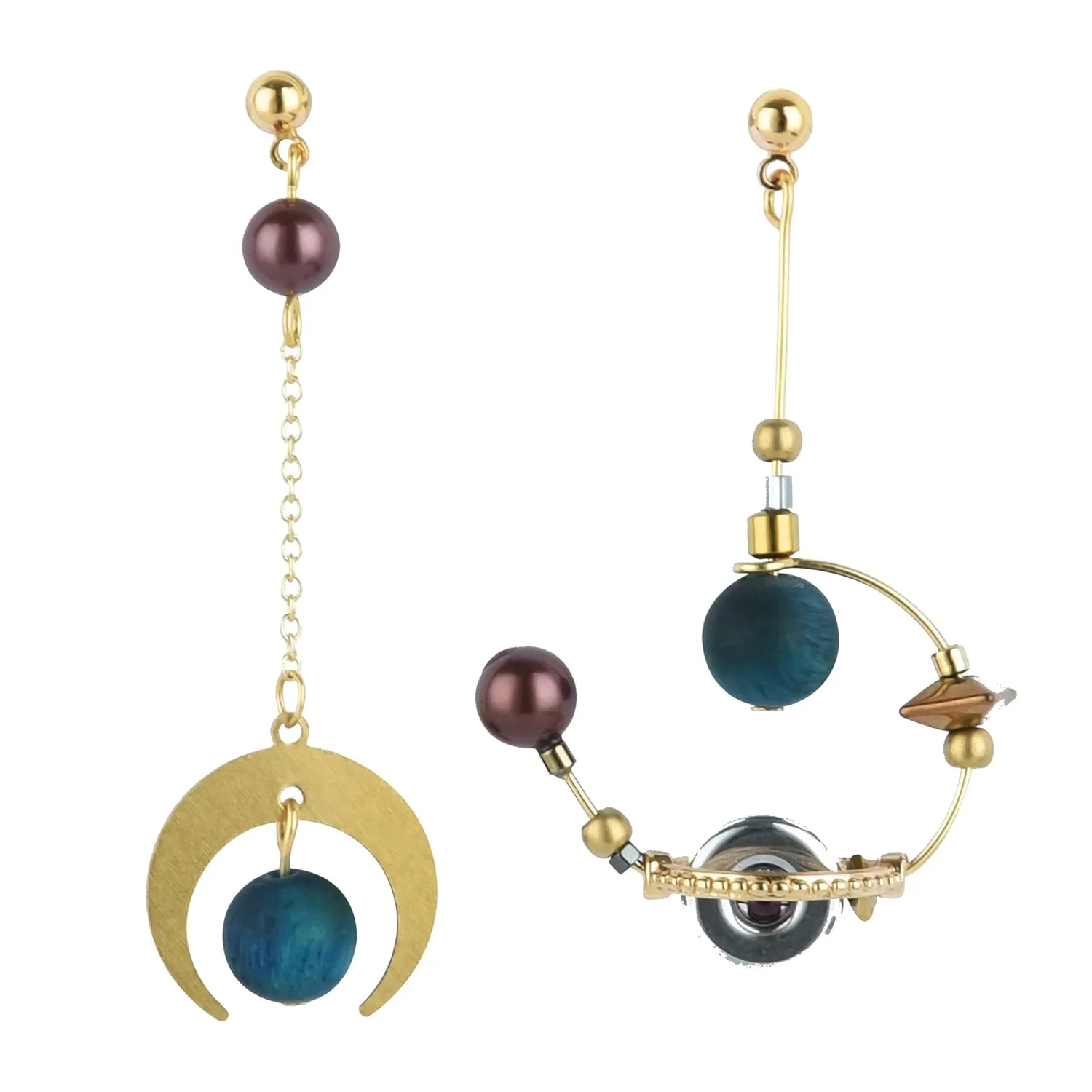 Celestial Jewelry Space Planet Earrings - Blue Earrings for Women Space Planet Earrings Moon Earrings UFO Science Earrings Novelty