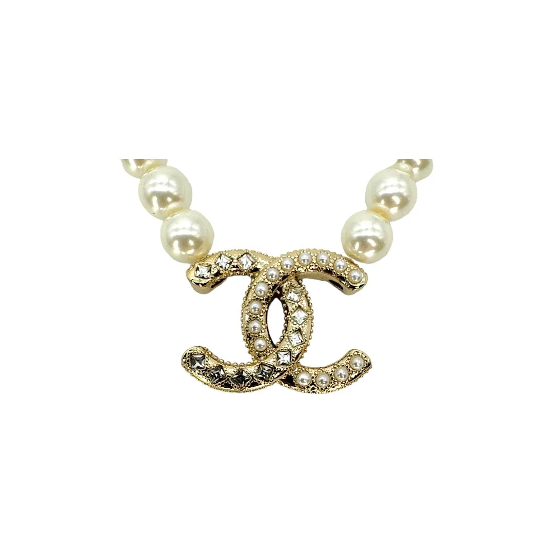 Chanel CC Faux Pearl Chain Necklace