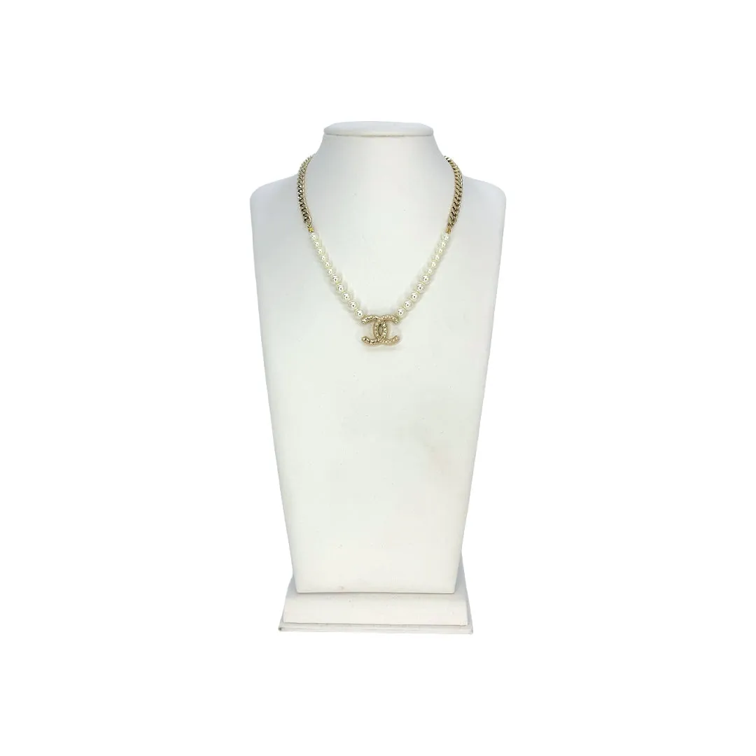 Chanel CC Faux Pearl Chain Necklace
