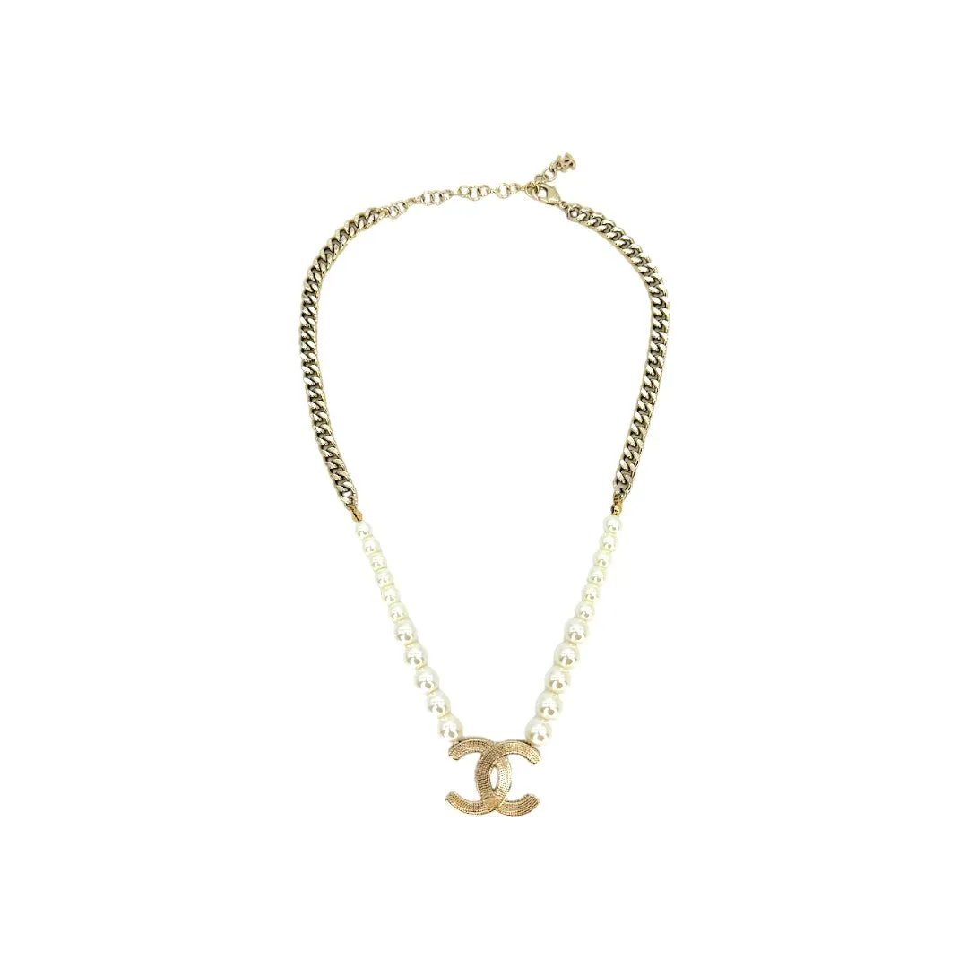 Chanel CC Faux Pearl Chain Necklace