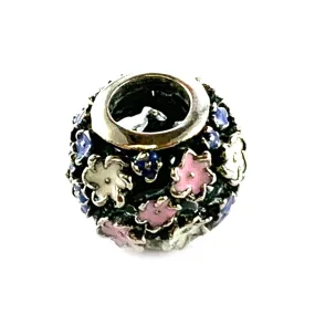 Color flower silver beads