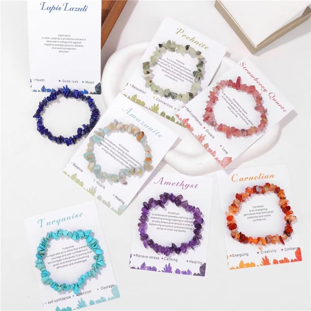 Colorful Natural Stone Beaded Bracelet for Women Elastic Rope Irregular Beads Stretch Bracelet Healing Crystal Bracelet Lucky Protection Jewelry