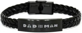 Dad Braided Leather Bracelet, DAD You are The Man, Laser Engraved, Stainless Steel Wristband