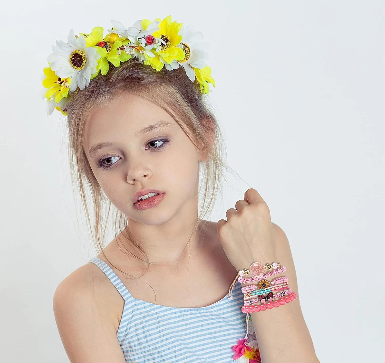 DS 6PCS String beads Charm Bracelets for Teen Girls Handmade Braided Rope Butterfly daisies Eternal flower Boho Surfer Bracelet for women Adjustable friendship Stretch birthday jewelry Gift Friends
