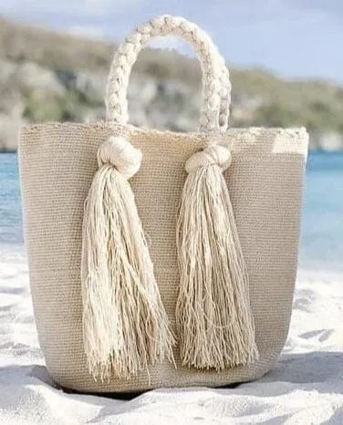 Endless Summer Tote Bags | Long Tassels Beach Tote - M