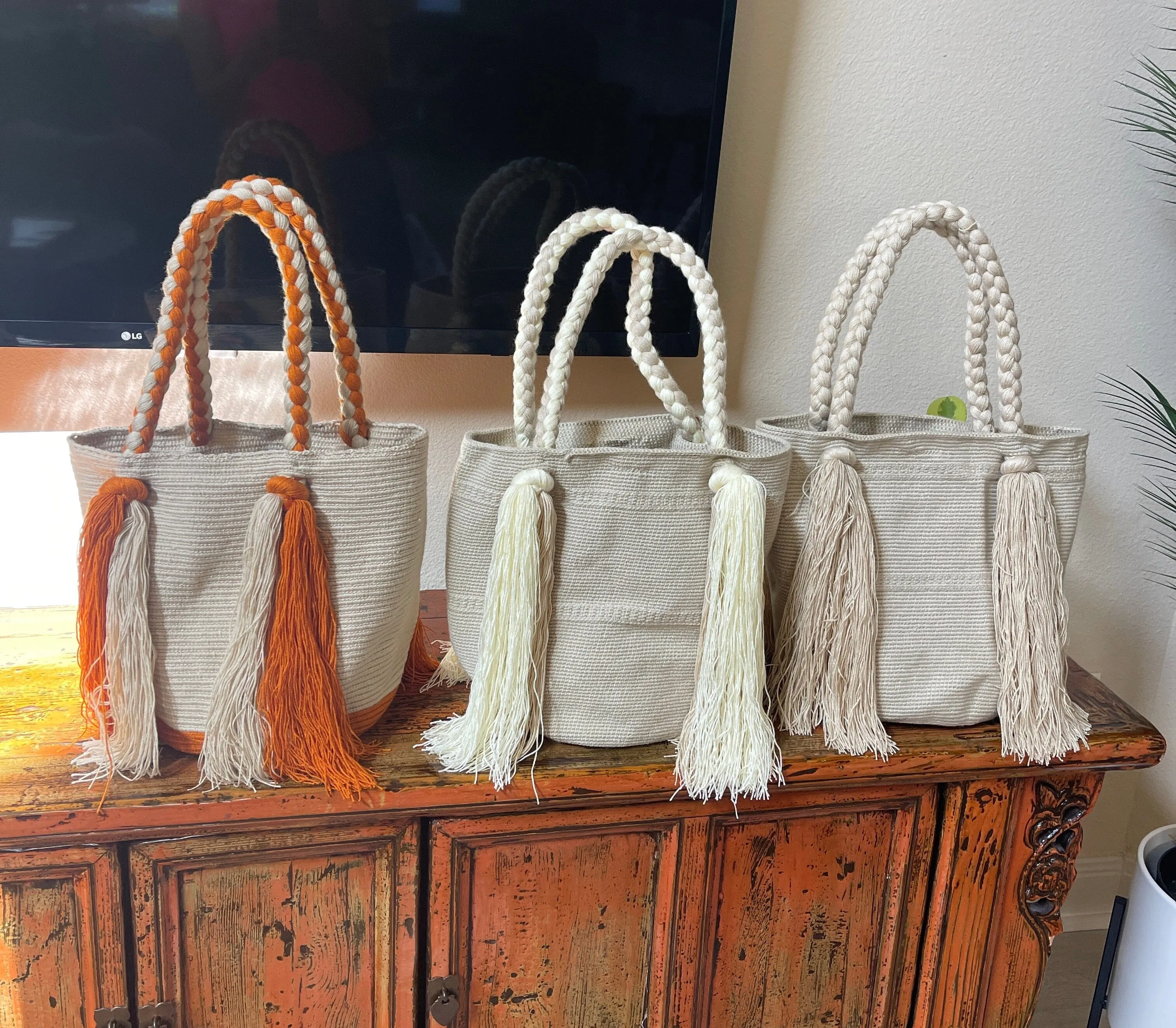 Endless Summer Tote Bags | Long Tassels Beach Tote - M