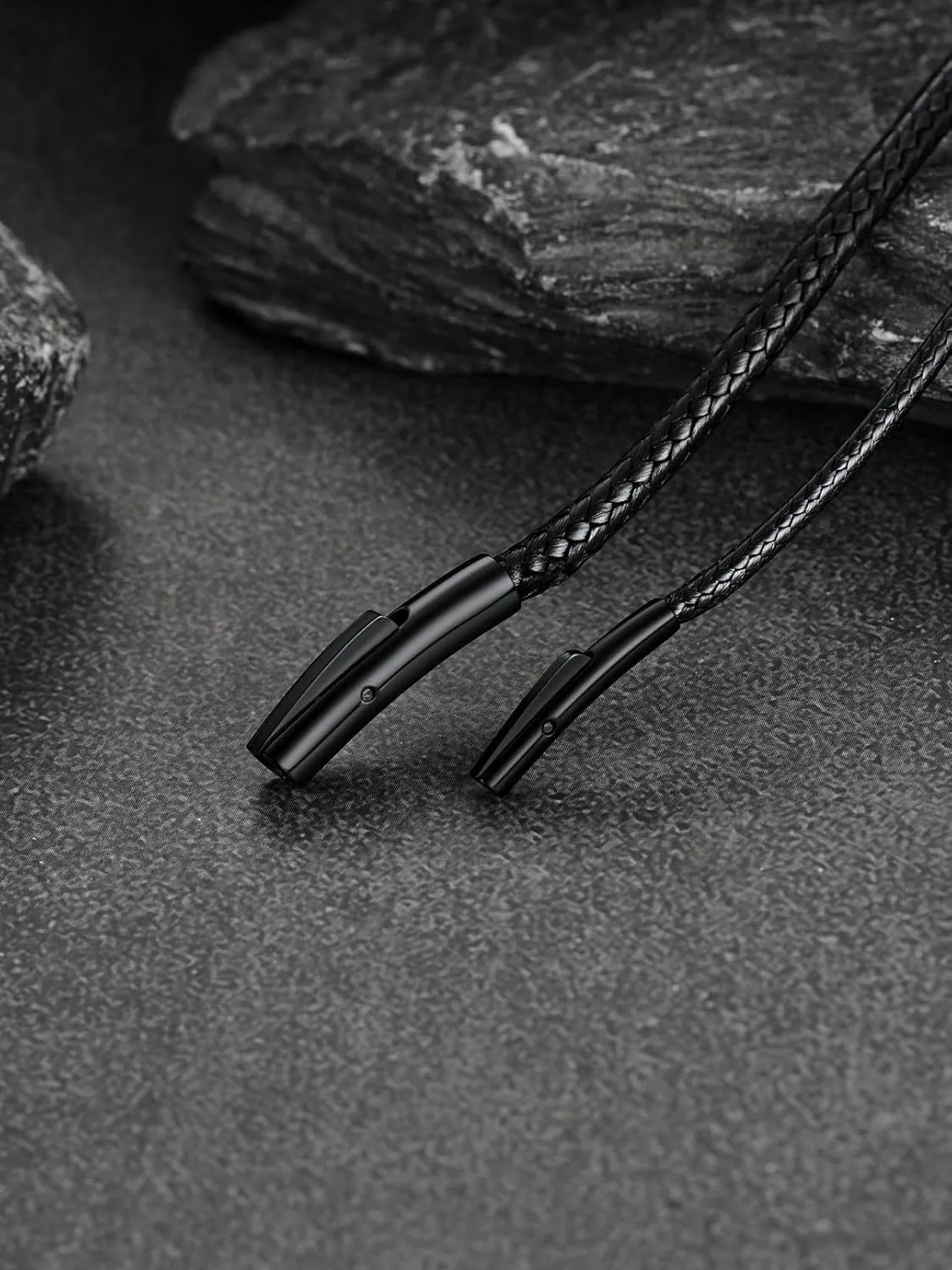 FaithHeart Braided Leather 2MM/3MM Necklace Cord for Men with Stainless Steel Snap Clasp, Waterproof Woven Wax Rope Chain for Pendant with Delicate Gift Box