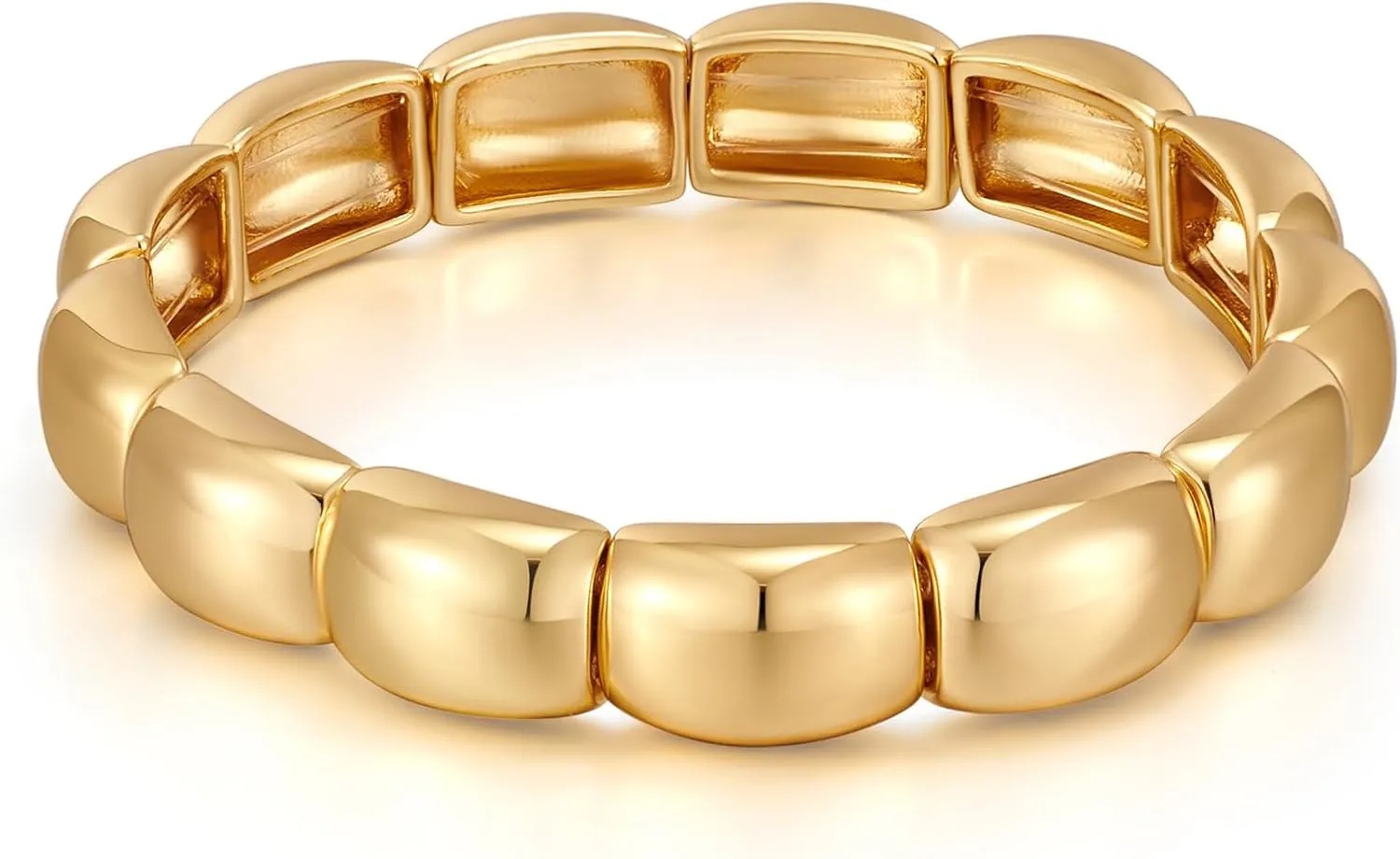 FAMARINE Twisted Thin or Chunky Bangle Bracelet in 14K Gold Plated, Stretchable Elastic Bracelet Couples Love Bracelets