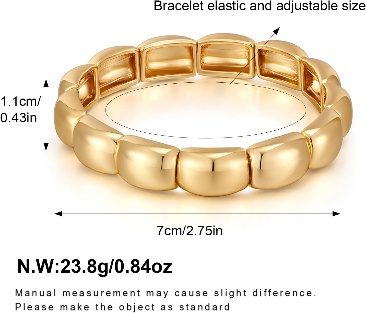 FAMARINE Twisted Thin or Chunky Bangle Bracelet in 14K Gold Plated, Stretchable Elastic Bracelet Couples Love Bracelets